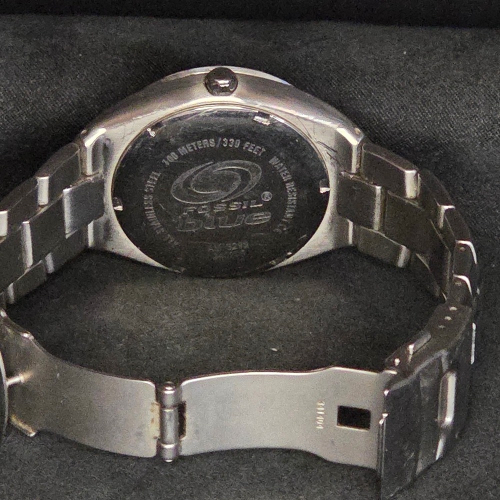 Fossil Blue AM-3299 Mens Watch Silver Stainless Steel 100M Water Resistant - Picture 5 of 5